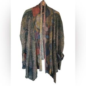 Broken Threads Sleeveless Cloak Cardigan Boho Patchwork Mixed Media High Low